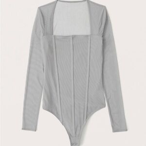 Abercrombie & Fitch Sheer Corset Bodysuit- Gray